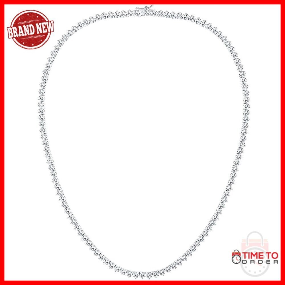 4mm Cubic Zirconia Tennis Necklace 18K White Gold Plated 16-24 Inch